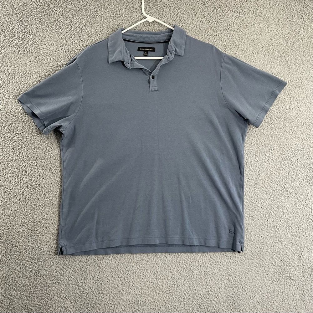 Banana Republic Polo Men XL Blue Short Sleeve Casual‎ Shirt